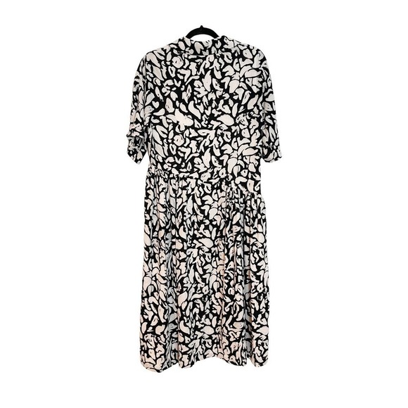 Stine Goya Short Sleeve Collar Neck Button Front Midi Dress White Black Size XS - Picture 8 of 10